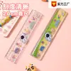Regla de Arena Líquida con Aceite de Ensueño para Estudiantes de Primaria, Regla Plegable Específica, Corazón Girly de Dibujos Animados Lindos, Regla de Cuadrícula Engrosada Súper Adorable
