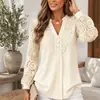 Roupas femininas europeias e americanas transfronteiriças outono 2026 novas blusas elegantes para o trabalho soltas casuais com renda vazada camisa