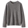 Nuevo Suéter de Punto Grueso de Seda de Morera y Cachemira para Otoño e Invierno 2025, de Cuello Redondo, Manga Larga, Hilo Floral, Suave y Sedoso, Camiseta de Base