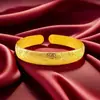Pulsera Tradicional Versátil Baifu Dorada, Modelo de Lujo para Mujer, Pulsera Abierta de Carácter Fu Abierto Más Vendida, Joyería de Regalo para Madre