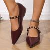 Tacón Grueso de Una Tira Tacones Altos 2025 Nuevo Francés Punta Cuadrada Mary Jane Tacón Bajo Boca Baja Flats Versátiles Zapatos de Mujer