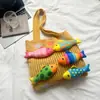 Shuai Mijia Bolso de Moda para Mujer 2026 Nuevo Estilo Perezoso Casual para el Trabajo Bolso de Hombro Individual Tejido Bolso Tote de Muchos Peces