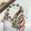 Pulseira de Raiz de Bodhi com Design Esculpido de Pequeno Caqui de Dunhuang, Pulseira de Contas de Oração Budista com Toque Suave