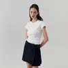 Marca de Nicho Coreana! 2026 Treze Linhas R*S Novo Estilo Super Emagrecedor Elástico Versátil Simples Camiseta de Manga Curta para Mulheres