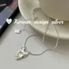 Collar de plata con diseño de moda estilo ins coreano, plata de ley S925 con una textura suave, cuenta de calcedonia blanca en forma de corazón