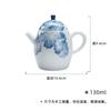 Tetera de cerámica azul y blanca pintada a mano Qingji Tetera Kung Fu Tetera para el hogar Color bajo cubierta Hoja de plátano Olla de mano Olla con filtro de agujero de bola