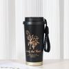 Taza de Café de Lirio del Valle Acero Inoxidable 316 Taza Térmica Taza Doble para Beber con Correa Taza para Coche Taza de Agua para Vehículo Taza de Regalo