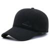 Gorra de invierno para hombre de mediana edad, color liso, gorra de pana, gorra de béisbol gruesa y cálida con visera curva, gorra de pana de moda para hombre