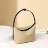 Artesanía Tejida Estilo Coreano Elegante Estilo Francés Versátil Bolso de Verano Tejido de Paja Lafite Bolso de Axila de Vacuno Bolso de Playa para Vacaciones