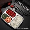 Lonchera Térmica Rellena de Agua Caja Bento de Acero Inoxidable 304 para Oficinistas, Lonchera Estudiantil de Tres Compartimentos con Asa y Tapa