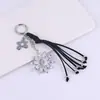Chaveiro de Franja Personalidade da Moda Pingente de Flor em Forma de Coração Prateado Exquisito e Bonito Pingente para Carro Bolsa Pingente