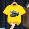 Moda Nueva Camiseta para Niños Genial Estampado de Patrón de Carreras Camiseta Infantil Linda Ropa Infantil Casual Tendencia