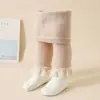 Medias forradas de forro polar para niñas de otoño e invierno, leggings de bebé cálidos de color liso, calcetines versátiles de una sola pieza con ribete de encaje