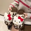 Pantuflas de Peluche Gato KT Estampado de Leopardo para Mujer, Suela Gruesa, Uso Interior/Exterior, Otoño/Invierno, Antideslizantes, Sin Cordones