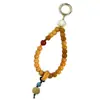 Novo Suporte de Celular Estilo Chinês Raiz de Bodhi Envelhecida com Pingente de Lótus Branco, Acessório de Mão Antiperda Estilo Chinês Tradicional Atacado