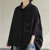 Nueva moda de otoño japonesa de alta gama para exportación, camisa suelta de color liso en talla grande para mujeres con sobrepeso, camisa casual versátil