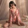 Diversión nocturna lencería sexy vestido lindo estampado estilo japonés pijama sexy estilo antiguo hanfu bata traje de tres piezas