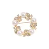 Broche Anillo Hoja de Perla, Femenino, Gama Alta, Accesorio para Traje de Lujo Ligero, Pin de Pedrería, Regalo de Cumpleaños de Nicho