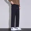 Calça masculina, outono 2025 nova tendência masculina casual de nove pontos de malha reta calça de moletom para outono
