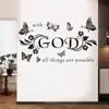 Pegatinas de pared con texto en inglés de mariposas y flores, pegatinas artísticas sencillas con lemas, calcomanías decorativas para pared de fondo de sala de estar y dormitorio