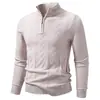 Outono Inverno Novo Suéter Masculino de Meio Zíper Tricô Moda Jovem Jacquard Quente Casual Camisa Base