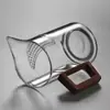 Taza de té de cristal de alta gama con mango de madera en forma de media luna con colador de té integrado para preparar té verde, juego de té, taza de té para preparar té con filtro de té