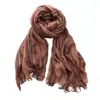 Bufanda Artística Vintage de Algodón y Lino Unisex Moda Rayas de Colores Combinados Collar Largo Corto Viento de Tierra Usada Otoño e Invierno