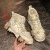 Nuevos Zapatos de Padre de Malla Transpirable de Estilo Europeo para Mujer, con Suela de Durian y Pedrería, de Comercio Exterior, Moda de Nicho, Talla Grande