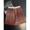 Shorts Hawaiianos Tie-dye Vermelhos para Homens, Calças de Praia Retro Americanas de Verão, Senso de Design Estilo Étnico, Calças de Cinco Pontos