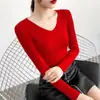 Nuevo Top de Punto Básico de Cuello para Mujer Otoño Invierno Versátil Ajustado Elegante Ropa Interior de Manga Larga Ajustado