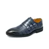 Zapatos de Monje con Hebilla Cruzada Talla Grande Estilo Nuevo Cuatro Estaciones para Hombre Puntera Puntiaguda Casual Negocios Formal Viaje Bajo Tacón Zapatos de Piel