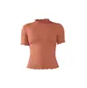 2025Camiseta de Yoga con Hilo Nk Top de Hongo Cómodo Casual Color Puro Encaje de Hoja de Loto Mangas Cortas Deportivas
