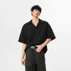 Camisa de Seda de Gelo Novo Estilo Fresca Americana High Street Jacquard Cubana Casual Jaqueta Camisa de Manga Curta para Homens Verão 2026