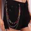 Europa y Estados Unidos cadena de resina transparente color fruta color cadena de moda multicapa tendencia cadena para pantalones con cierre de U