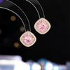 Aretes de Moda de Entrada de Lujo Geométricos Cuadrados de Zirconia Super Brillantes Aguja de Plata S925 para Mujer Aretes Elegantes Simples que Combinan con Todo