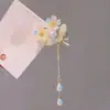 Exquisita Flor de Perla Mori Beauty Pasador Pequeño para el Cabello con Borla para Mujer Clip para Flequillo Lateral Pinza de Pato Pasador de Cabello para Mujer Verano