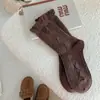 Calcetines Gruesos de Lana para Mujer, Calcetines de Media Pantorrilla con Patrón de Cáñamo, Calcetines para Mujer con Patrón de Diamantes Estilo Japonés, Calcetines de Invierno Cálidos de Color Sólido Caídos