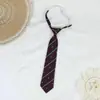 Corbata de Lazo Perezoso Rayada Roja y Dorada, No Necesita Atarse, Corbata Estilo Uniforme Escolar Japonés para Mujeres, Foto de Graduación, Corbata de Uniforme Académico Marrón para Hombre