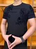 Camiseta de Verano para Hombre de Manga Corta Transfronteriza Nueva Marca de Moda Casual de Media Manga Moderna Versátil Ajustada Talla Grande Camiseta de Cuello Redondo