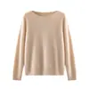 Nuevo Suéter de Punto para Mujer Otoño/Invierno de Primera Línea, Cuello Redondo, 100% Cachemira, Color Liso, Manga Larga, Capa Base