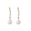Ganchos para Orejas Retro Franceses de Corazón con Circonita y Perla Pendientes Largos Elegantes y Versátiles con Borlas Pendientes de Diseño Nicho para Mujeres