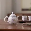 Tesoro Nacional Porcelana Blanca Dehua Juego de Té Kung Fu, Una Tetera y Dos Tazas, Regalo para Amigos, Mejores Amigos, Mamá, Personas Mayores, Regalo de Cumpleaños