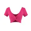 Ropa de Mujer al por Mayor Transfronteriza Nuevos Productos Verano 2026 Sexy Ajustado Europeo y Americano Camiseta de Manga Corta con Nudo de Doble Capa Tops para Mujer