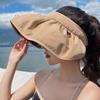 Chapéu de sol de verão estilo coreano chapéu protetor solar aba grande rosto coberto cyber celebrant concha chapéu portátil dobrável arco de cabelo chapéu de sol feminino