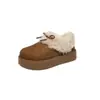 Botas de neve retrô de sola grossa para mulheres, novo modelo 2026, forradas com pelúcia de inverno, espessadas, de calçar fácil, sem cadarço, sapatos de algodão com aumento de altura para mulheres