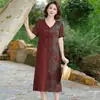 Vestido de Moda de Manga Corta Talla Grande para Mujer 2026 Verano Nuevo Vestido de Longitud Media Holgado de Gama Alta que Cubre el Vientre para Madres