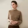 Camiseta de punto de cachemira de nuevo estilo Otoño e Invierno 2026 para mujer, de manga larga, cuello semi alto, holgada, estilo suave, suéter superior
