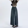 Jeans Americano Retro de Perna Larga para Mulheres Verão 2025 Novo Petite Cropped Cintura Alta Solto Reta Calças