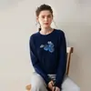 Camiseta Base Nuevo Suéter Jersey de Cachemira para Mujer Cuello Redondo Moda Otoño e Invierno Tejido de Punto Jacquard Holgado Estilo Corto