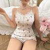 Estilo Europeo y Americano Sexy Tirantes Pijama de Oso de Dibujos Animados Traje de Mujer Verano Nuevo Encaje de Empalme de Alta Gama Ropa para el Hogar